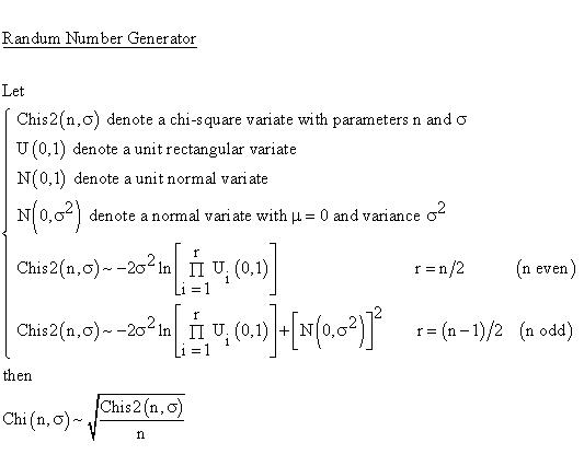 Statistical Distributions - Chi Distribution - Random Number Generator