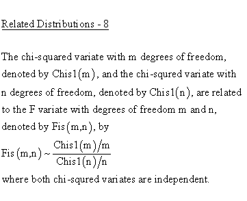 Statistical Distributions - Chi Square 1 Distribution - Related Distributions 8 - Chi Square 1-Parameter Distributions versus Fisher F-Distribution