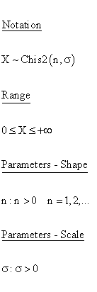 Statistical Distributions - Chi Square 2 Distribution - Notation