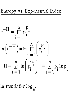 Descriptive Statistics - Concentration - Entropy versus Exponential Index