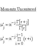 Statistical Distributions - Gamma Distribution - Uncentered Descriptive Statistics - Moments