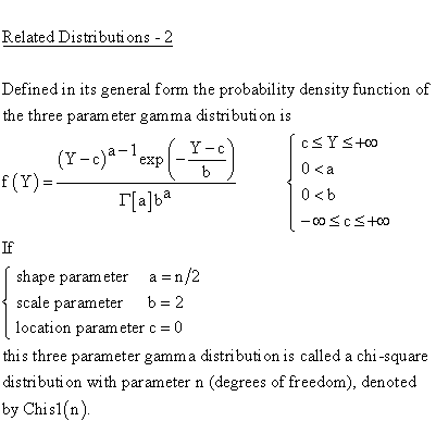 Statistical Distributions - Gamma Distribution - Related Distributions 2 -Gamma 3-Parameter Distribution versus Chi Square 1-Parameter Distribution