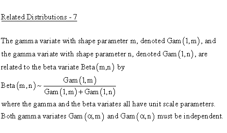 Statistical Distributions - Gamma Distribution - Related Distributions 7 -Gamma Distribution versus Beta Distribution