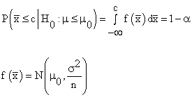 probability of accepting the null hypothesis when it is true