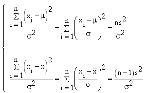 sample statistic: n times the sample variance over the population variance