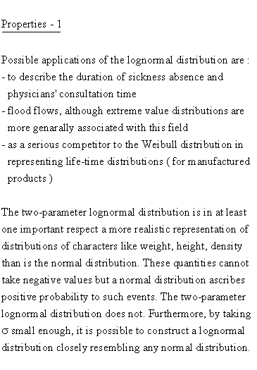 Statistical Distributions - Lognormal Distribution - Properties 1
