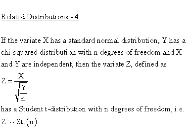 Statistical Distributions - Normal Distribution - Related Distributions 4- Normal Distribution versus Chi Square 1-Parameter and t-Dsitribution