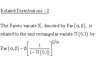 Statistical Distributions - Pareto Distribution - Related Distributions 2- Unit Rectangular Distribution