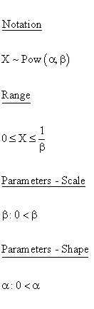 Statistical Distributions - Power Distribution - Notation