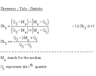 Descriptive Statistics - Skewness and Peakedness - Skewness - Yule - Statistic