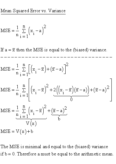 Descriptive Statistics - Variability - Mean Squared Error (MSE) versus Variance