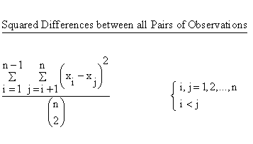 Descriptive Statistics - Variability - Observations - Squared Differences between all Pairs of Observations