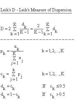 Descriptive Statistics - Variability - Leik's D - Leik's Measure of Dispersion