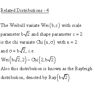 Statistical Distributions - Weibull Distribution - Related Distributions 4- Weibull Distribution versus Chi and Rayleigh Distribution